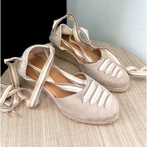 NEW Paseart Roma Lace Up Espadrille Wedges